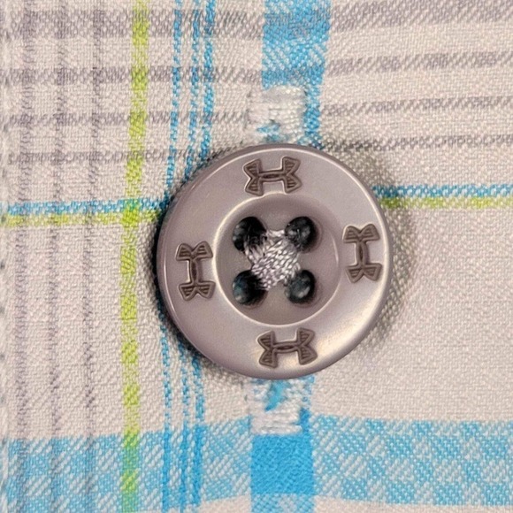 Under Armour UA Shirt SS Golf Hike Heat Gear Button Up Plaid Men’s Blue Size XL - Picture 9 of 14